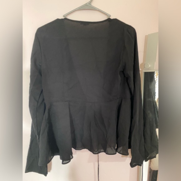 Black tie front chiffon top - Picture 2 of 2